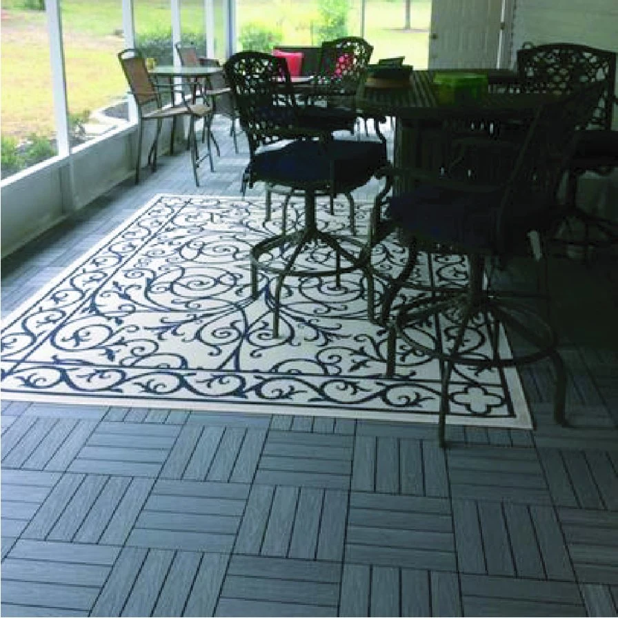 3D Deep Embossing Durable DIY Floor Tiles WPC Interlocking Deck Tiles Grey