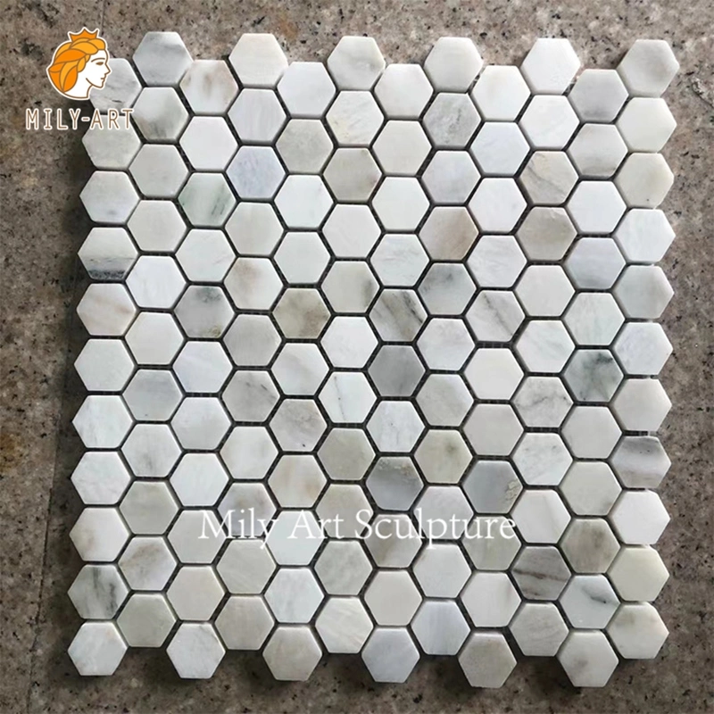 Bathroom Backsplash Hexagon Polished Mosaic Carrara Marble White Natural Stone Tile