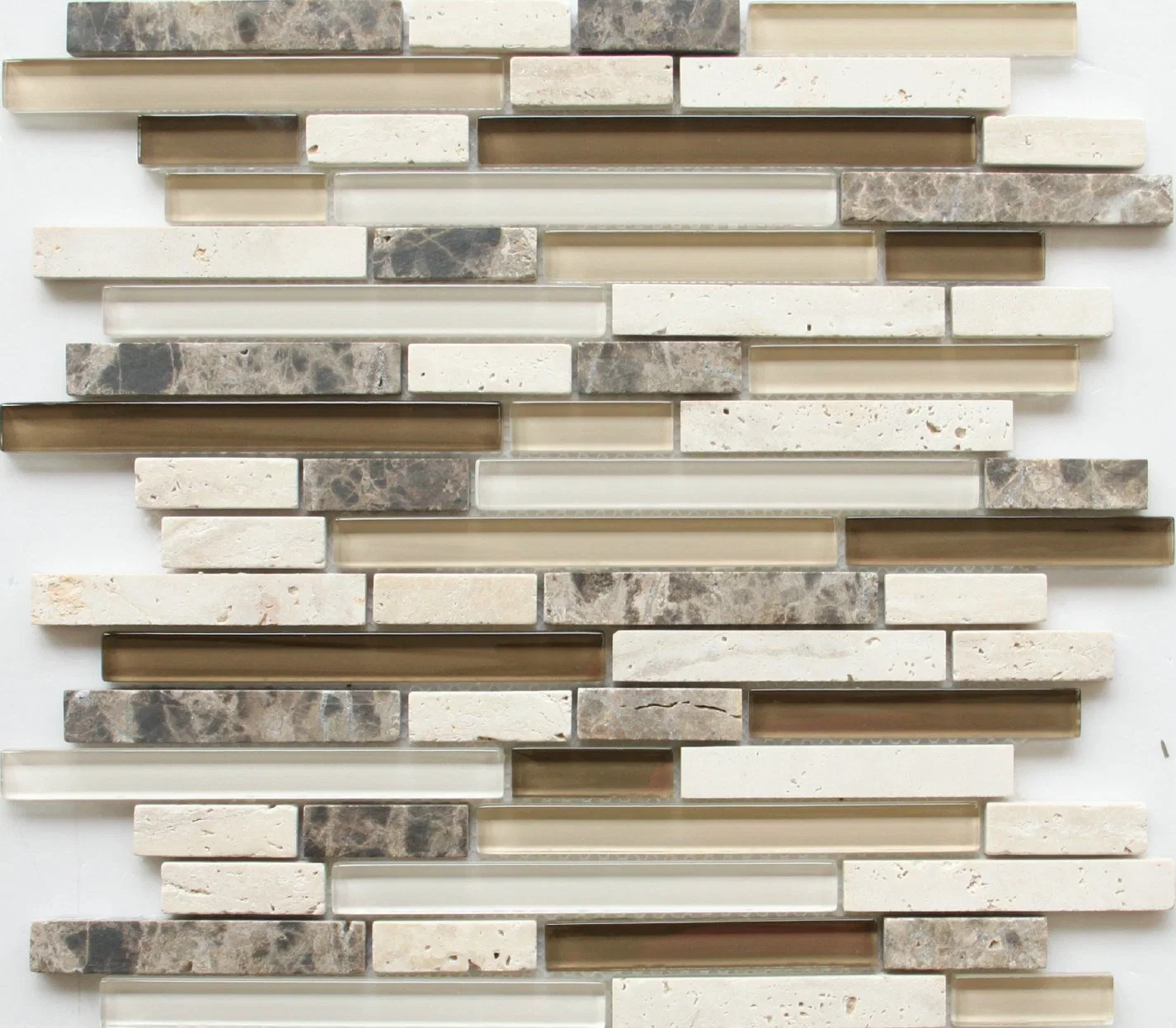 Cheap Price Travertine Mosaic Wall Tile Blending Mixing Color Glass Mosaic Tile