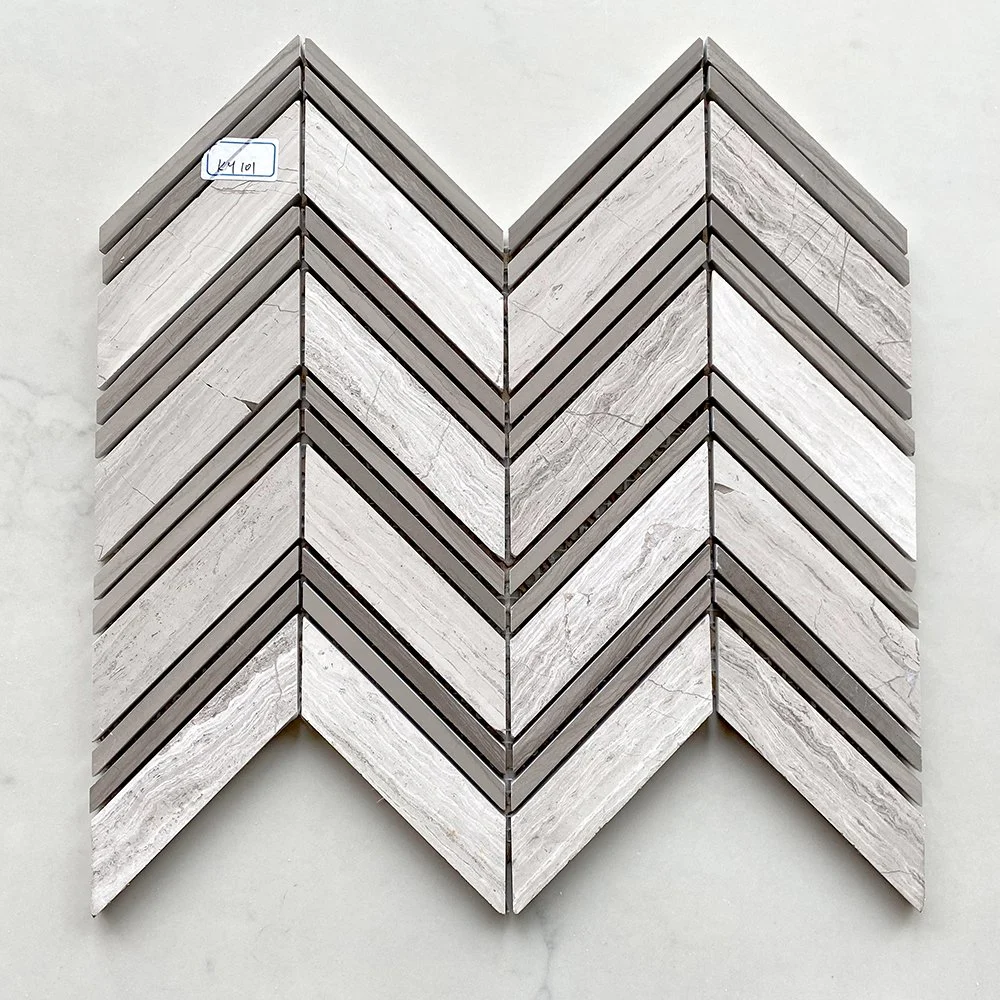 Hot Sale Good Quality Grey Wood Stone Mosaic Tiles for Kitchen Bathroom Floor Wall