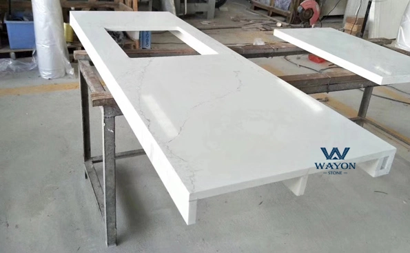 Wayon Stone Artificial Calacatta White Quartz Slab White Floor Tiles Kitchen Countertop