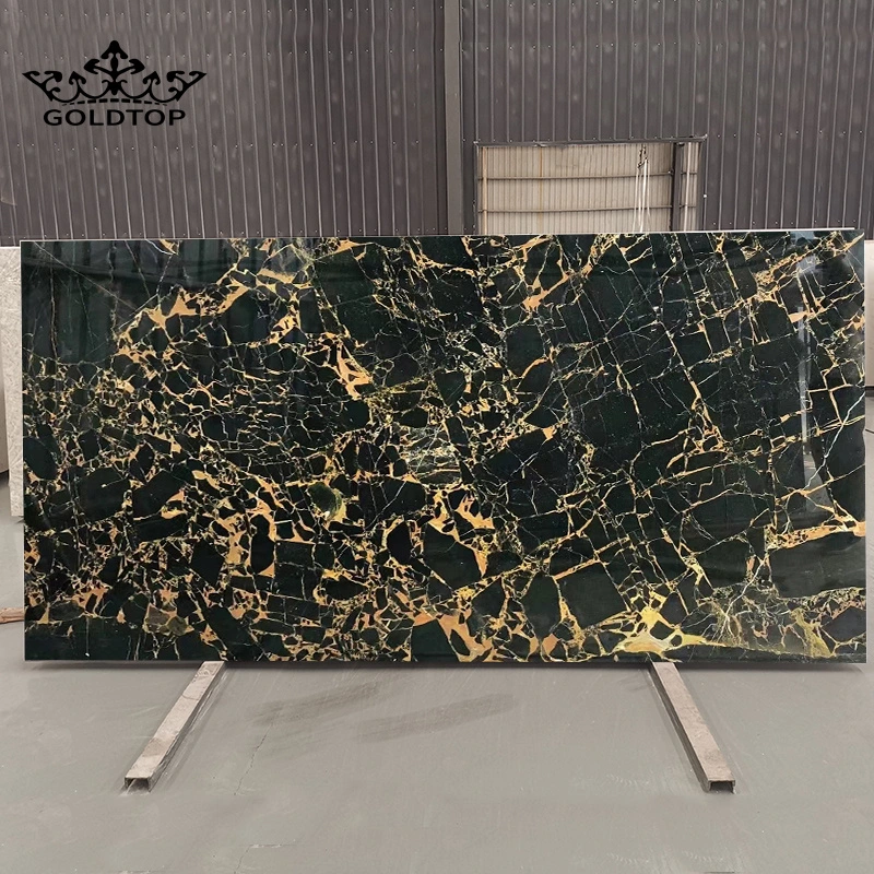 China Polished Athens Black Portoro Gold Marble Tile for Flooring/Wall/Kitchen/Bathroom/Home/Countertop Decoration