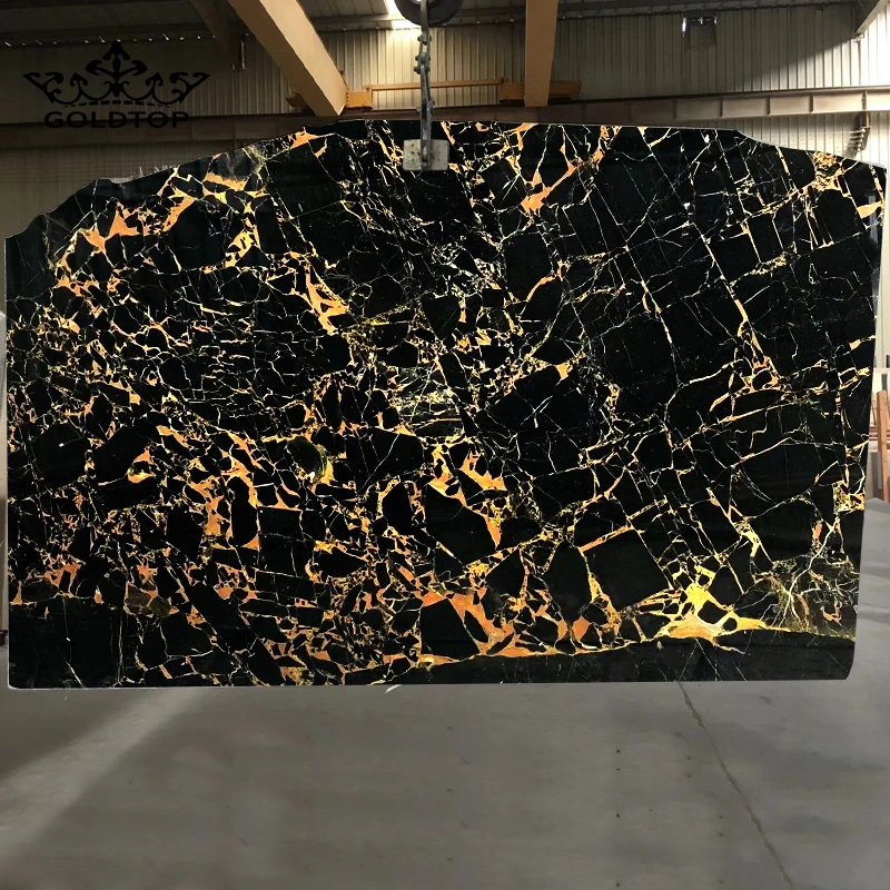 China Polished Athens Black Portoro Gold Marble Tile for Flooring/Wall/Kitchen/Bathroom/Home/Countertop Decoration