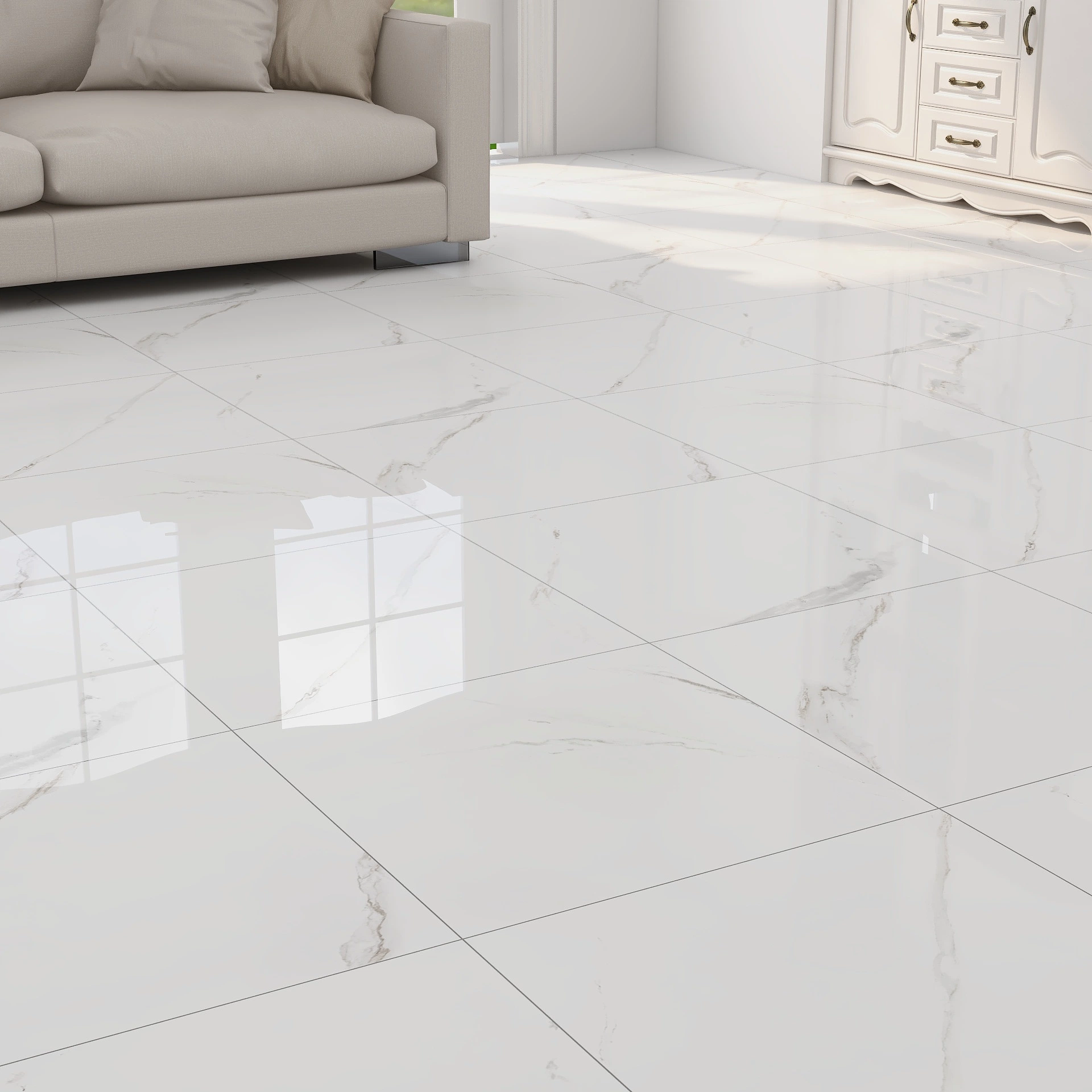 White Marble Porcelain Floor Tiles 60X60 for Living Room