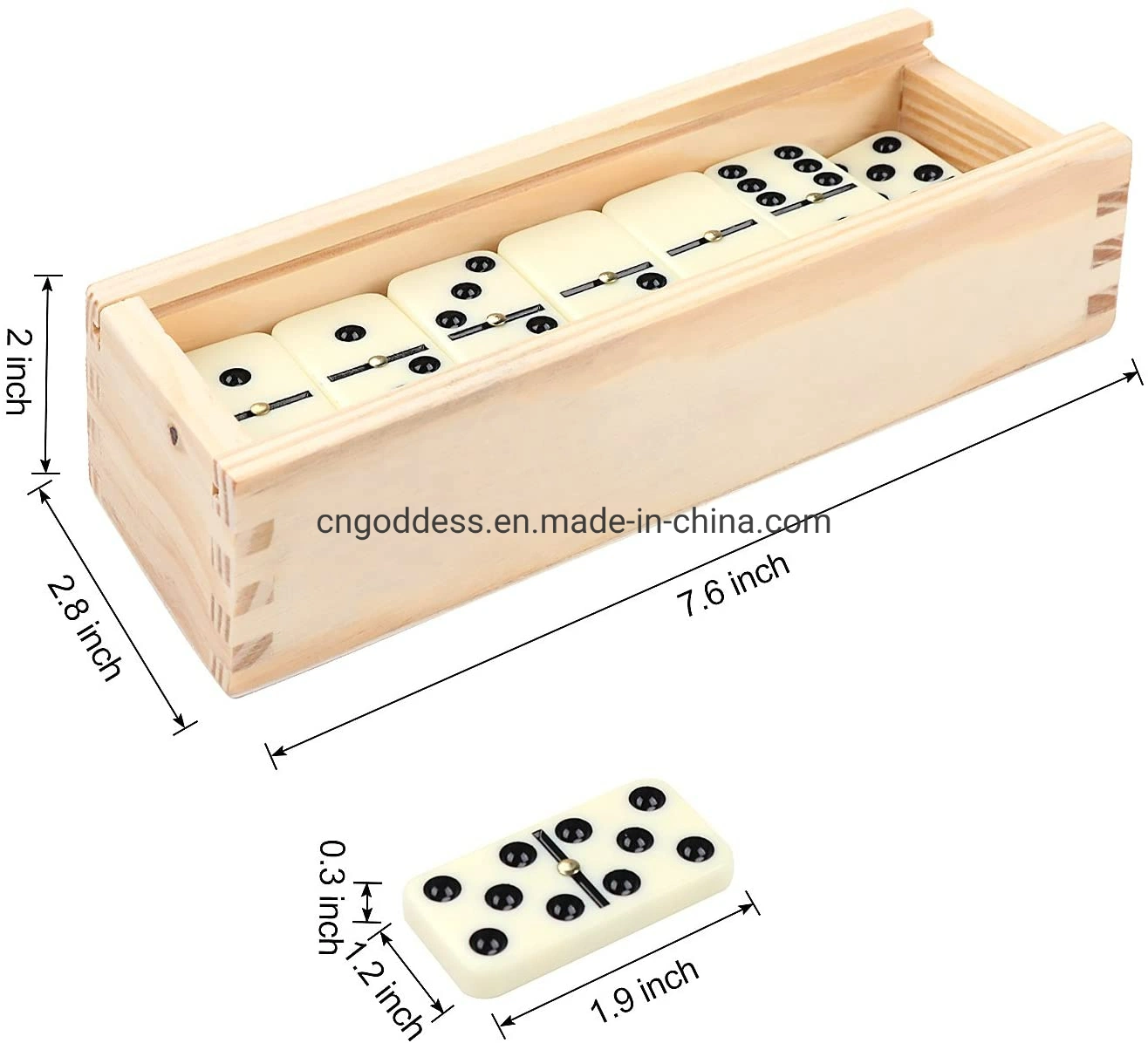 Dominoes Set 28 Piece Double-Six Ivory Domino Tiles Set for Table Game with Wooden Carrying