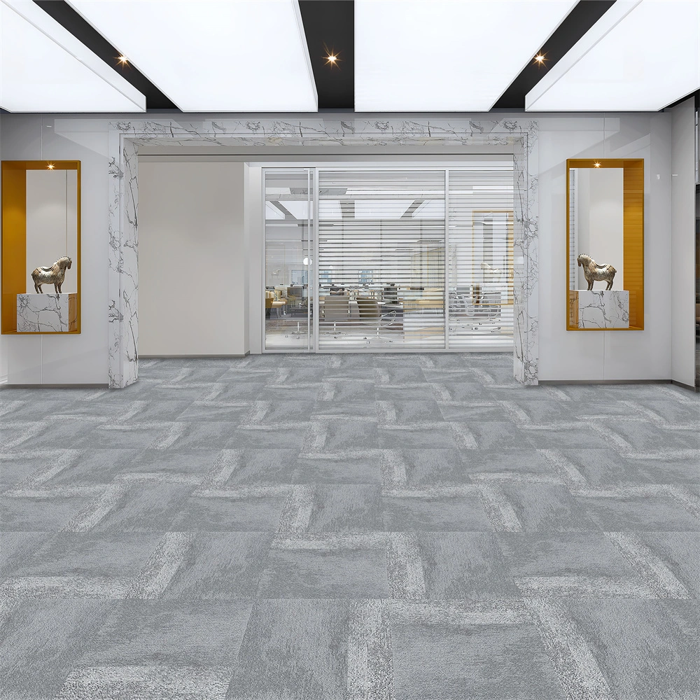 Heavy Duty Carpet Floor Tiles Light Grey Commercial Carpet Tile 50X50cm Carpet Tiles