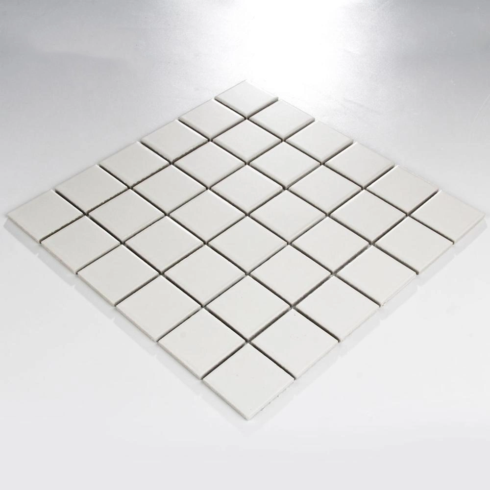 Simple Style White Matte Glaze Ceramic Mosaic, Regular Square Bathroom Porcelain Mosaic Wall Tiles
