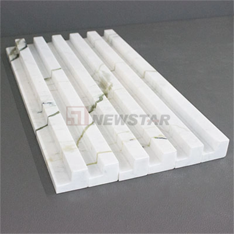 Luxury Waterproof Marble Fluted Carrara Marble Tiles Grooved Veneer Panel Tiles Fluted Wall Tiles