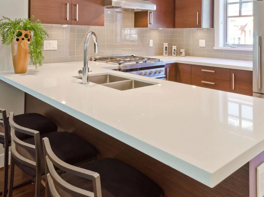 Pure White Artificial Quartz Slab, Artificial Luna White Quartz Stone, Super White Quartz Floor Tiles