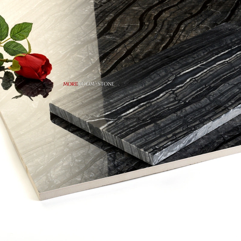 Foshan Glazed Vitrified Porcelain Tile Look Like Black Wooden Marble