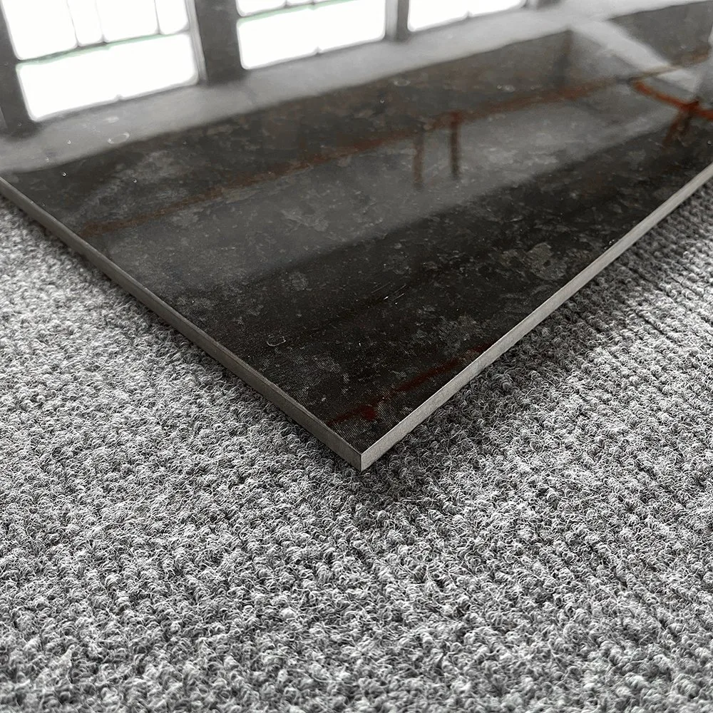 Black Glossy Marble Floor Tiles Polished Glazed Porcelanto Porcelain Tile 60X60 80X80