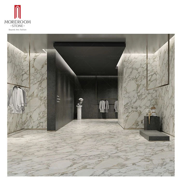 Luxury 1600*3200 Calacatta Gold Marble Look Porcelain Floor Tile Sintered Stone
