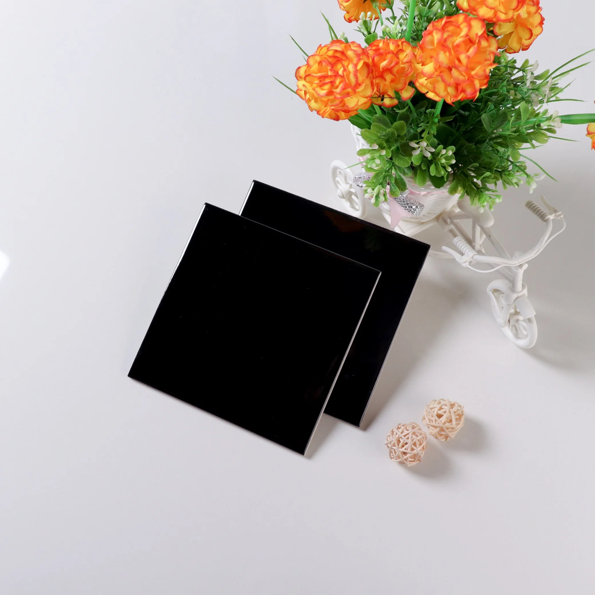 6X6 Inch Glossy Black Pattern Wall Tiles Wholesale Factory Bathroom Tiles