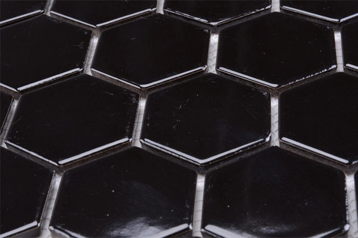 Hexagon Black Ceramic Tile Mosaic Floor Tile Hexagon Kitchen Backsplash Wall Decoration