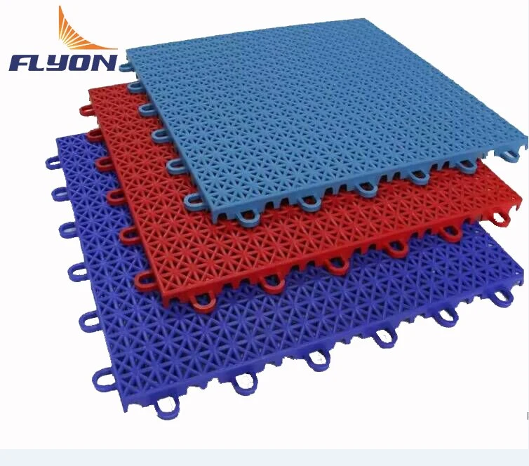 2023 Flyon Fiba Approved Interlocking Court Tiles Basketball Floor Outdoor Modular PP Tiles