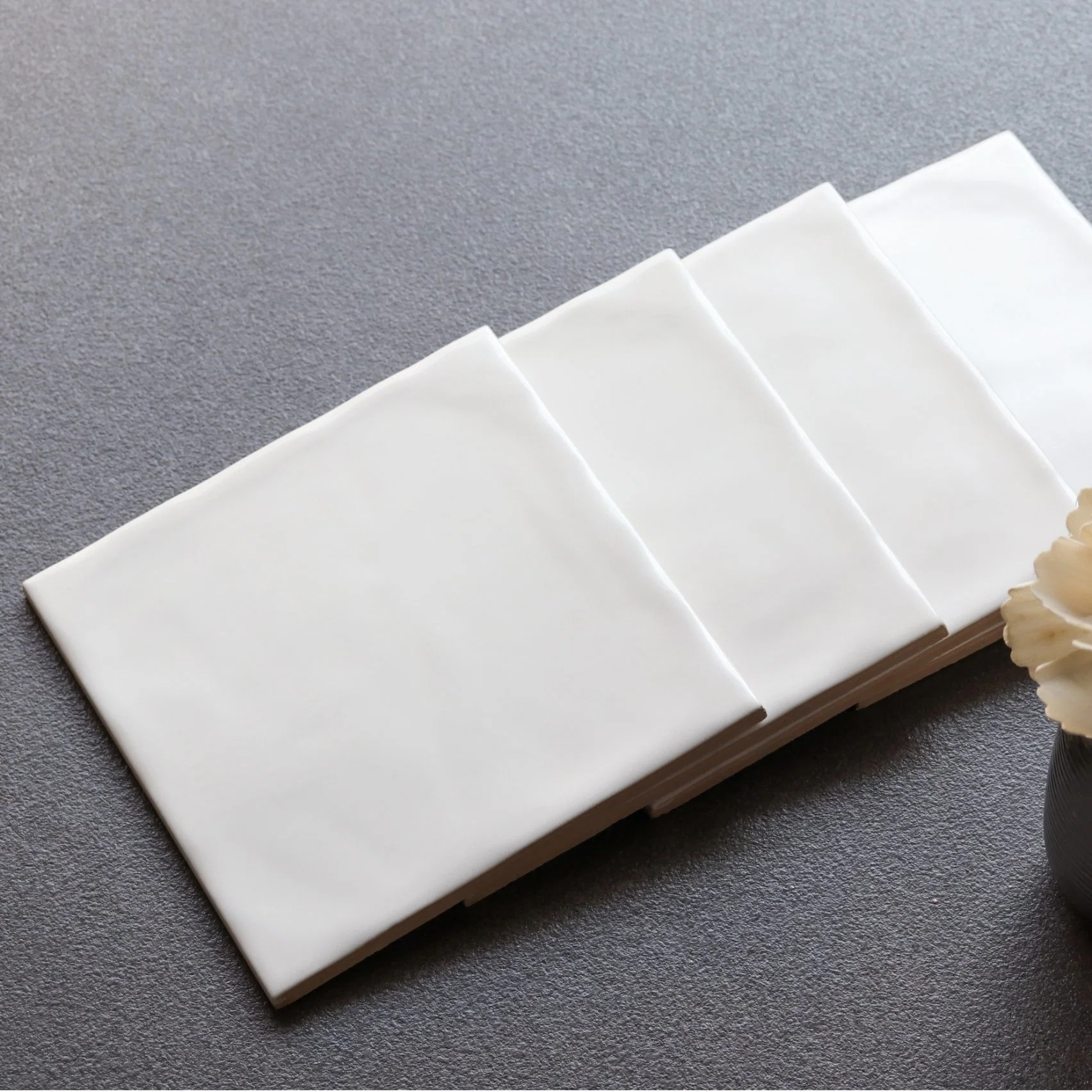 6X6 Inch Glossy White Uneven Surface Wall Tiles Wholesale Factory Bathroom Tiles