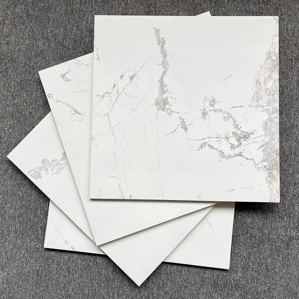 Chinese White Gloss Carrara Glazed Porcelain Floor Calacatta Tile 60X60