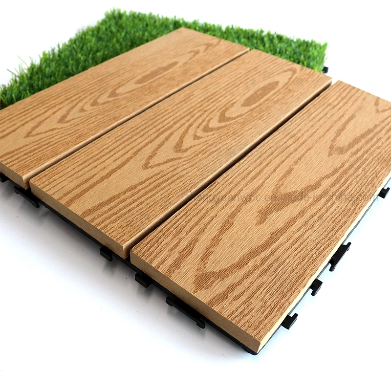 UV Proof Waterproof Interlocking Composite Deck Tiles WPC Wood Deck Tiles Outdoor Flooring Tiles