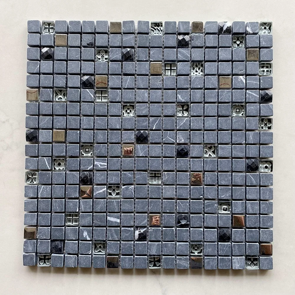 Low Price Anti Slip Glass Stone Gray Mosaic Bathroom Tiles