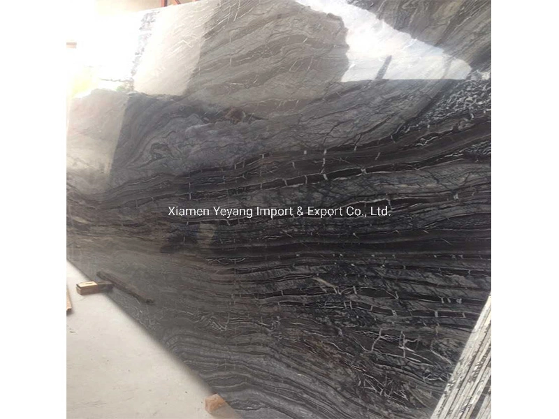 Black Wood Vein Marble Slabs Floor Wall Tile Table White/Brown/Grey/Wood