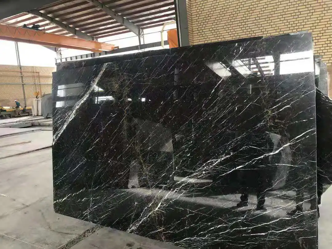 Black Marquina Marble Tile with White Vein for Bathroom Tile