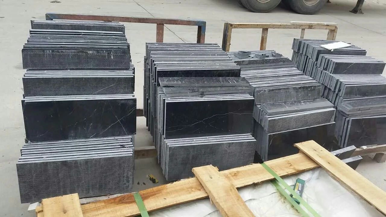 Black Marquina Marble Tile with White Vein for Bathroom Tile