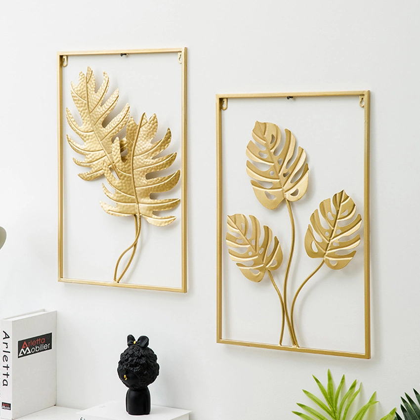 Light Luxury Hotel Three-Dimensional Relief Ginkgo Leaf Wall Metal Decoration Art