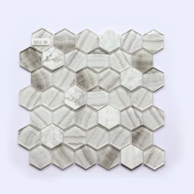 Baldosas de cocina hexagonales de mosaico de vidrio decorativo