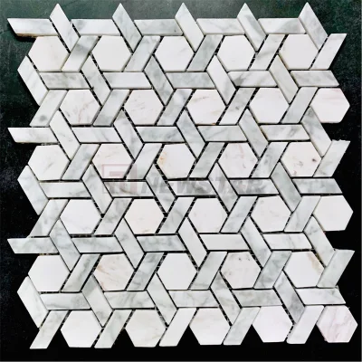  Mosaico de Piedra Natural Baño de mármol hexagonal Cocina Suelo de baldosa Baldosas de pared baldosas de mármol