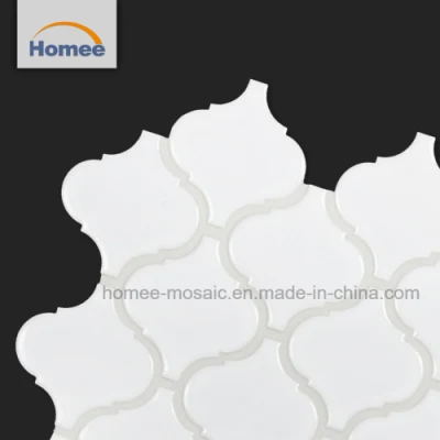 Descuento Porcelaine brillante superficie Blanco azulejos Arabesque Linterna en forma de mosaico Mosaico