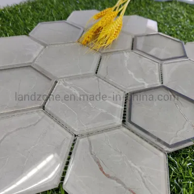 El borde del espejo de la vena de ladrillo gris patrón hexagonal Mosaico de pared