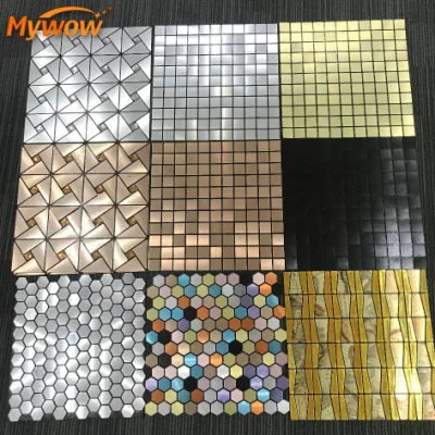 Característica impermeable Azulejo de mosaico de metal de aluminio para decoración de pared de baño.