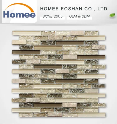  Últimas diseñado Wholesale crepitar Backsplash/pared de piedra Mosaico de vidrio