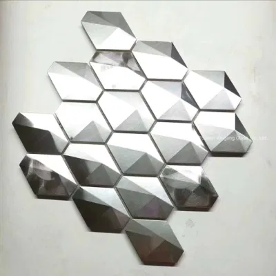 Efecto 3D de hexagonal/DECORACIÓN Decoración/Arte/Metal/mezcla de cerámica Mosaico de acero inoxidable para decoraciones de pared