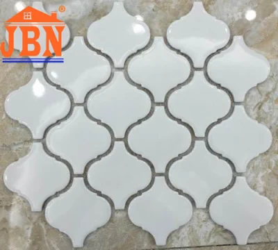 Forma de linterna de cerámica de color crema mosaicos hechos a mano (C555010)