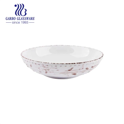 Bajo Precio Fabricante de estilo rústico Hand-Painting Ronda placa de cerámica con gruesas Base para platos de sopa de fideos y servicio para el mercado árabe y Oriente Medio