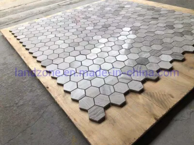  Hexagonal de promoción de los valores de fábrica mosaico de mármol natural