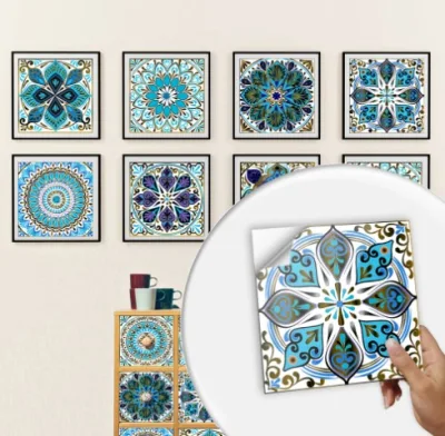 Costura pequeña Simulación Floral pegatinas de azulejos decoración pegatinas de pared autoadhesivas