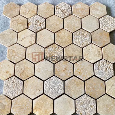 Baldosas hexagonales de mármol al por mayor Cuarto de baño de piedra natural baldosas de suelo antideslizante Mosaicos hexagonales