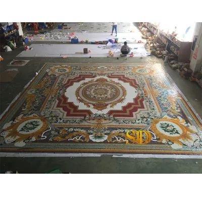Plaza hecho personalizado alfombra mosaico Mosaico de vidrio el arte para la decoración del piso