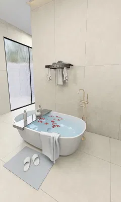  Fabricado en China Blanco y Amarillo baldosas, moderno y simple Baño baldosas de suelo, azulejos de pared