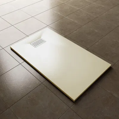 SMC blanca rectangular plato de ducha para cuarto de baño con acabado de piedra