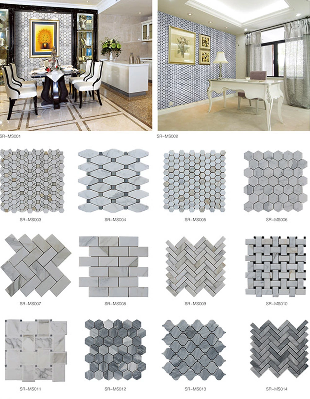 Factory Supply Marble Bathroom Backsplash Hexagonal Marble Mosaic Floor Tile