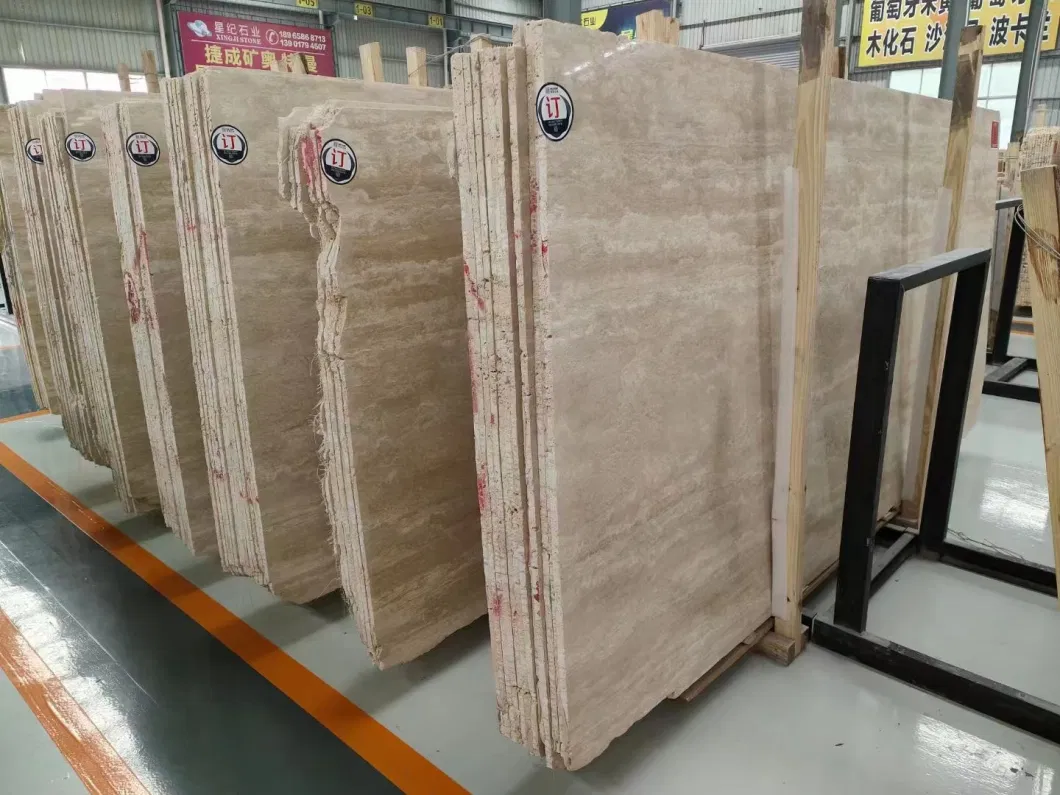 Italy Stone Slab Beige Travertine Wall Cladding Tile and Flooring Tile