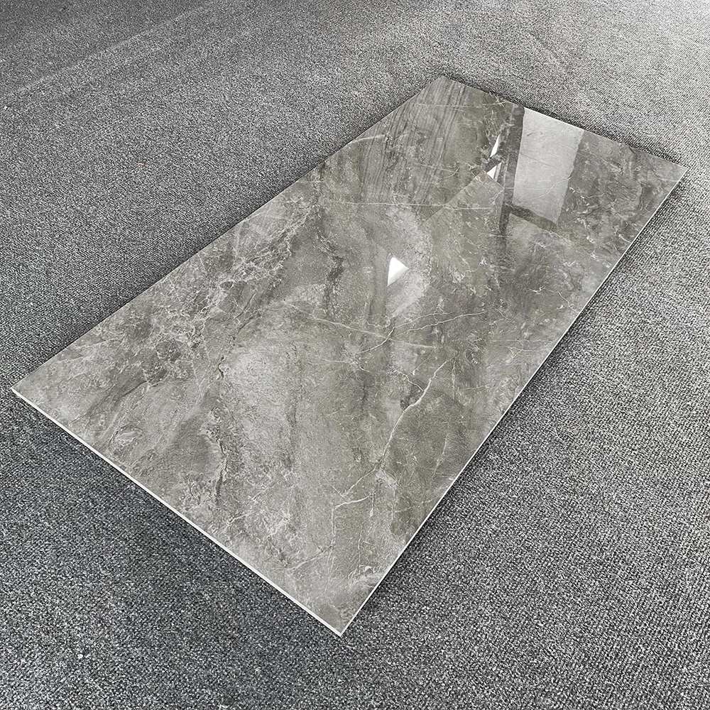 1200/600 Polished Glazed Porcelain Dark Grey Marble Slab Tiles