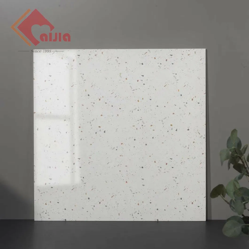 Terrazzo Glazed Porcelain Polished Tile Floor Wall Kitchen Bathroom White 600X600mm