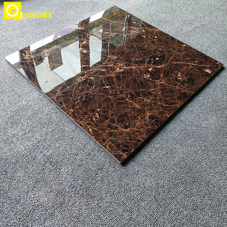 600 X 600mm Natural Brown Polished Porcelain Tiles Floor