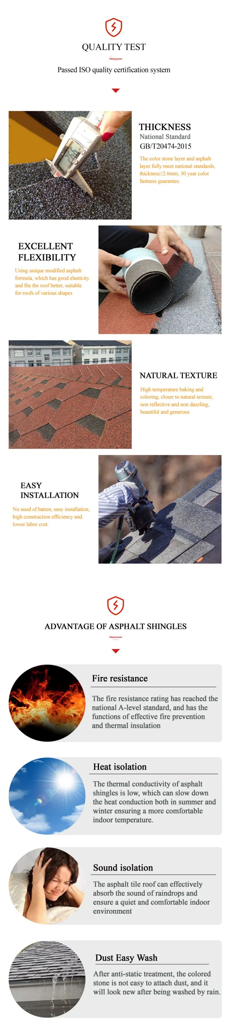 Fireproof Wooden House Asphalt Roofing Shingles