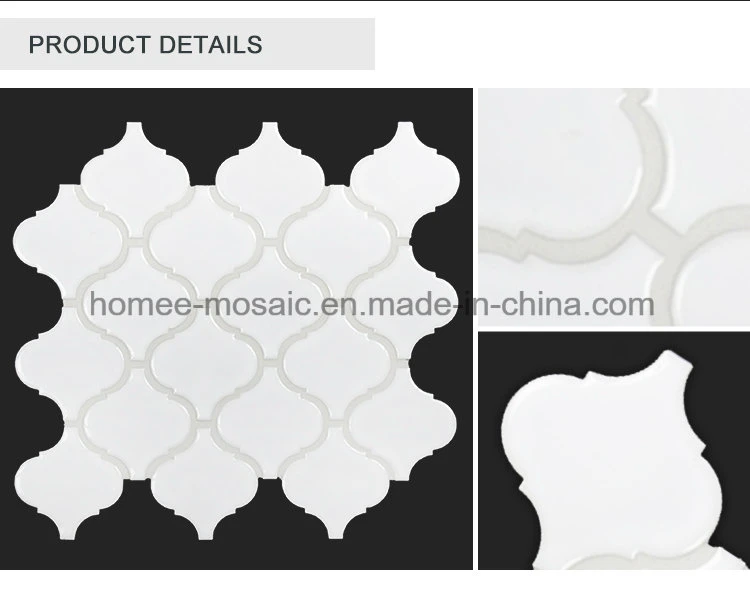 Lantern Design White Glossy Surface Porcelaine Mosaic Tile for Kitchen Backsplash