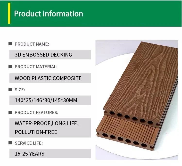 3D Embossing Decking Waterproof WPC DIY Decking Low Maintenance Outdoor Flooring Tiles Terrassenboden